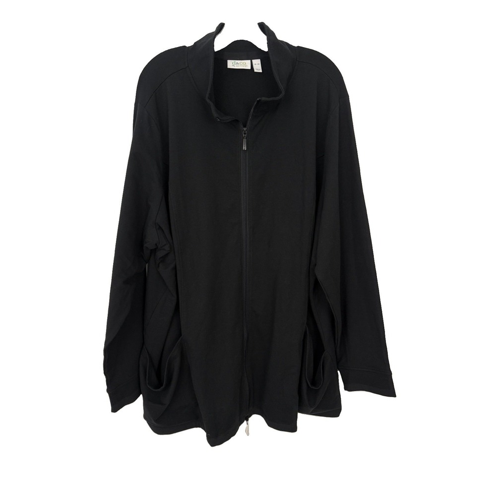 D&Co Denim & Co Active New Black Knit Jacket 4X Athleisure Lightweight Full Zip